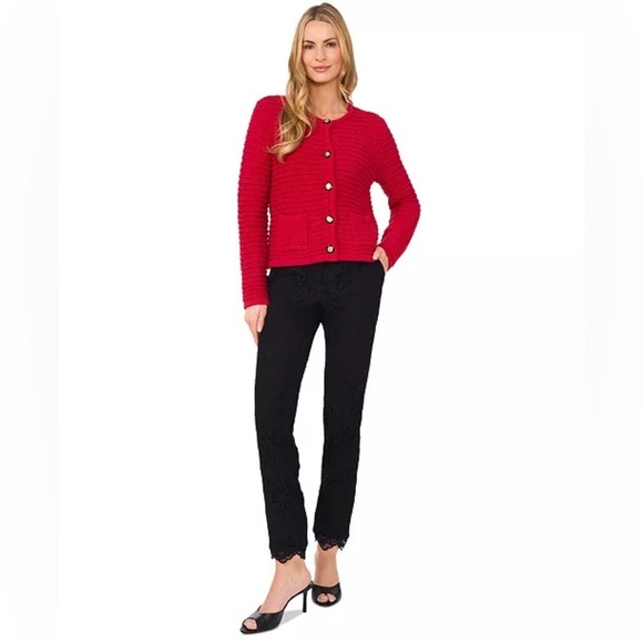 CeCe Red Button-Up Cardigan / Sweater - Picture 3 of 10